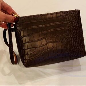 💐5/25 brown faux leather nice quality pouch bag